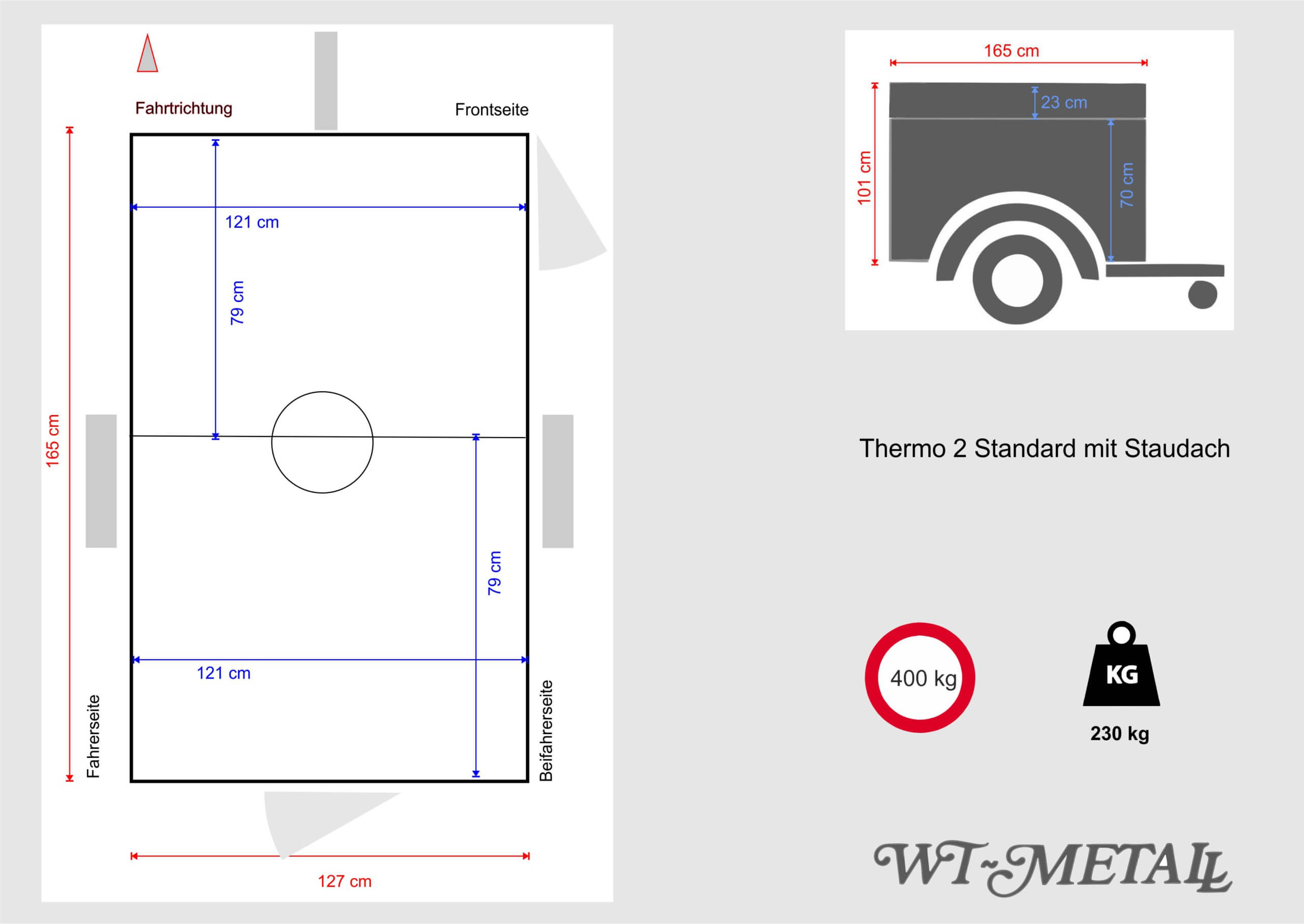 WT-Metall Hundeanhänger Thermo 2 Standard mit Staudach-2