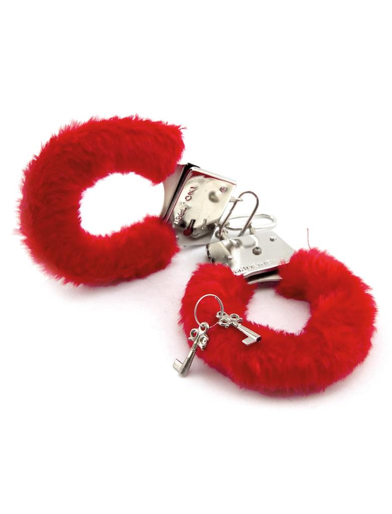 Handschellen mit Plüsch, Accessoire  Farbe: Rot 
