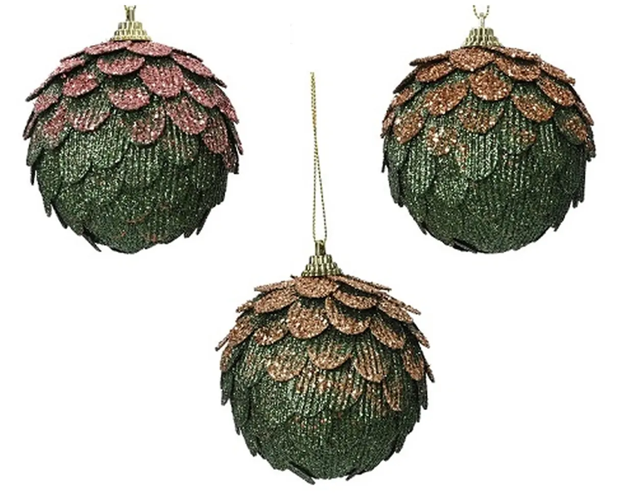 Kaemingk Weihnachtskugel 3 ausführungen glitzernd gruen weihnachtsbaumschmuck