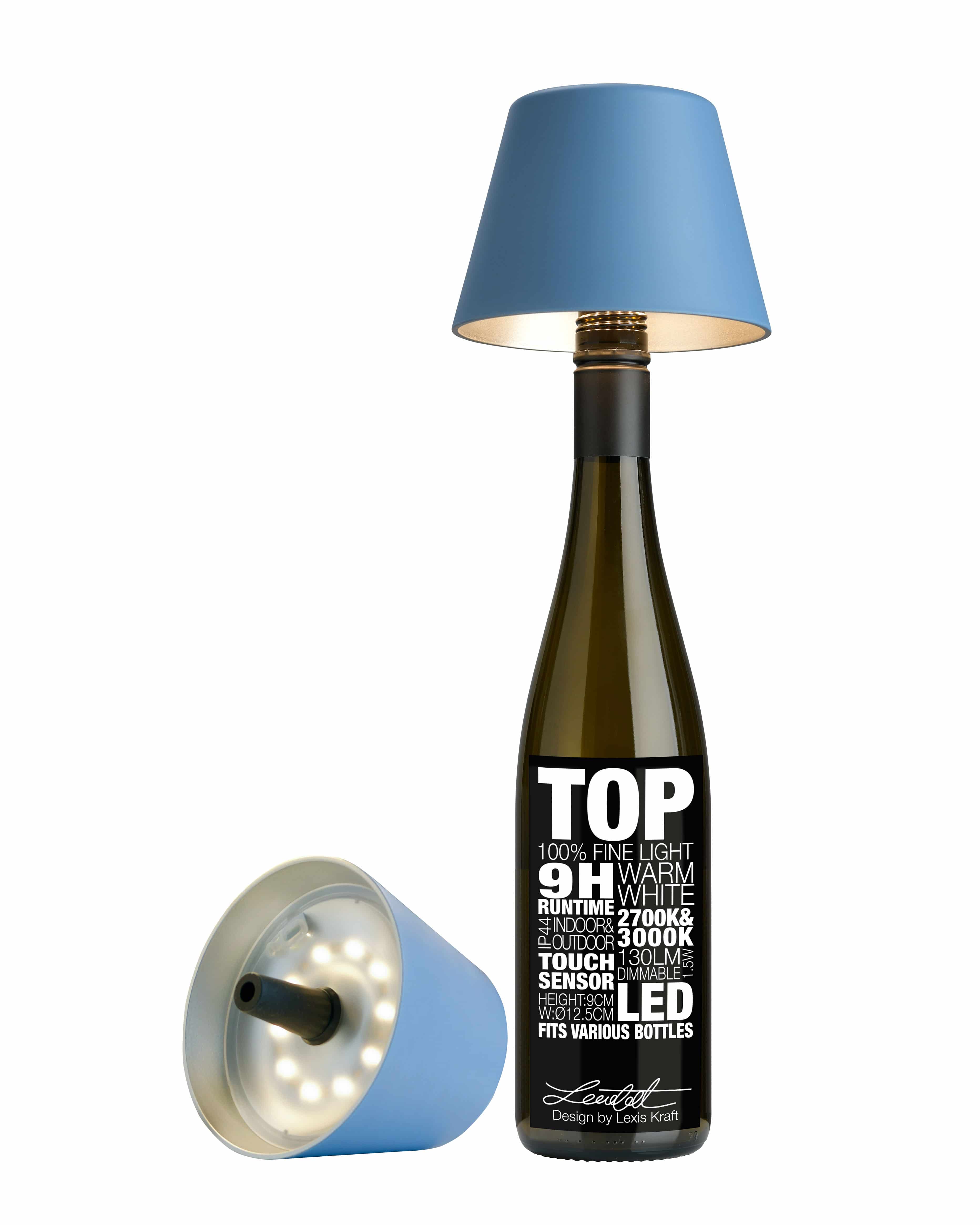 Sompex Dekoleuchte "TOP" LED-Akku Flaschenaufsatz  Blau