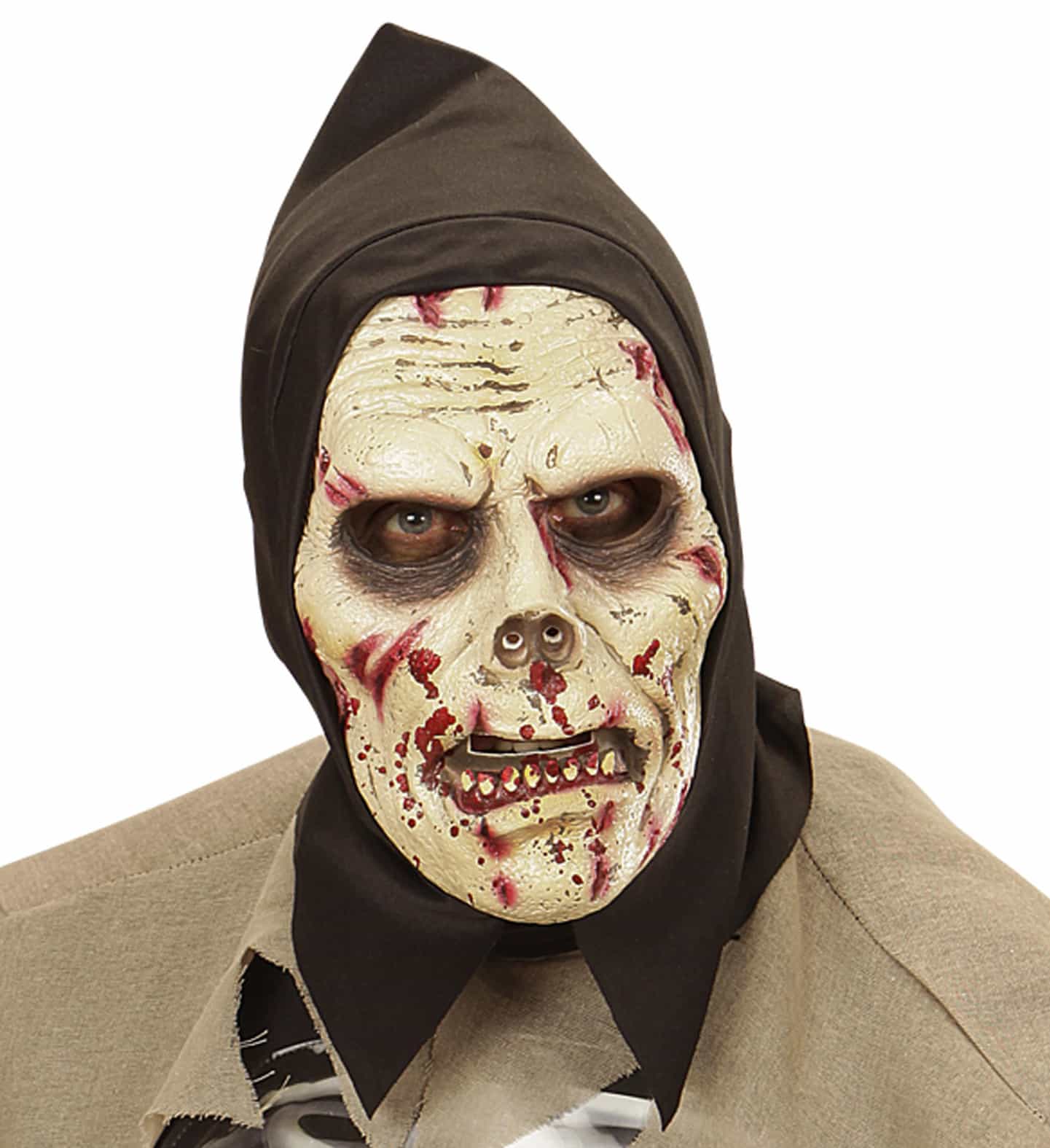 Maske: Schaumlatexmaske Darkness Zombie mit Kapuze Halloween Maske